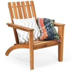 Costway Patio Acacia Wood Adirondack Chair Lounge Armchair Durable Outdoor Garden Yard -Outdoor Garden Store GUEST cf155b80 2d33 4ed4 a162 fa2c43294080