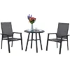 3pc Patio Dining Set With Small Round Steel Table & Sling Chairs - Captiva Designs