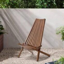 Folding Wood Chair - Natural - WELLFOR -Outdoor Garden Store GUEST cfc4b903 fe77 484f b7dd a5fa3e649d6d