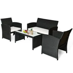 Costway 4PCS Patio Rattan Wicker Furniture Conversation Set Cushioned Sofa Table 11 Costway 4PCS Patio Rattan Wicker Furniture Conversation Set Cushioned Sofa Table -Outdoor Garden Store GUEST cff1a475 6e2e 4a85 b470 4aaf3db35c4c
