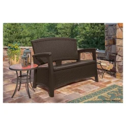Suncast ELEMENTS Resin Patio Storage Loveseat - Java -Outdoor Garden Store GUEST d192ff55 94bb 49e8 b401 b6c4f4d53c76