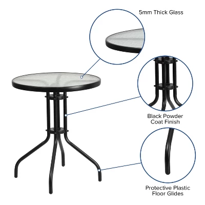 Flash Furniture 3 Piece Outdoor Patio Dining Set - Tempered Glass Patio Table, 2 Flex Comfort Stack Chairs 2 Flash Furniture 3 Piece Outdoor Patio Dining Set - Tempered Glass Patio Table, 2 Flex Comfort Stack Chairs - Image 2