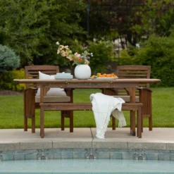 Ravenscroft 4pc Extendable Acacia Wood Outdoor Dining Set - Saracina Home -Outdoor Garden Store GUEST d1e17e82 6666 4c9e 9100 6baec1df9027