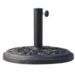 Outsunny 18" 20 Lbs Round Resin Umbrella Base Stand Market Parasol Holder With Decorative Rose Floral Pattern & Easy Setup For Garden, Bronze -Outdoor Garden Store GUEST d2b752e2 95f5 43aa 8155 747aa277d80f