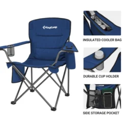 KingCamp Padded Folding Lounge Chairs With Built-In Cupholder, Insulated Cooler Sleeve, And Side Storage Pocket For Indoor & Outdoors, Blue (2 Pack) -Outdoor Garden Store GUEST d36c89d0 55c2 4c41 acc6 dc893f089d8d