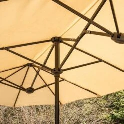 8pc Outdoor Dining Set With Metal Slat Top Table With Umbrella Hole & Swivel Chairs - Gray/Beige - Captiva Designs -Outdoor Garden Store GUEST d391b7b7 81f0 4844 9629 053dc2e7d62a