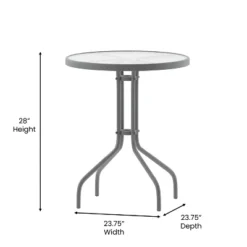 Emma And Oliver 23.75'' Round Glass Top Metal Table With 2 Aluminum Slat Stack Chairs -Outdoor Garden Store GUEST d520e914 c593 4047 83e2 13d11dba8983