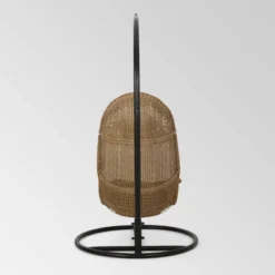 Ripley Outdoor Wicker Hanging Chair With Stand - Light Brown/Dark Gray - Christopher Knight Home -Outdoor Garden Store GUEST d5a443ed d538 4910 a916 7a5e9c4e9e59