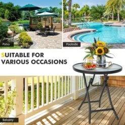 Tangkula 18" Patio Side Table Outdoor Folding Coffee Table W/ Tempered Glass Table Top 13 Tangkula 18" Patio Side Table Outdoor Folding Coffee Table W/ Tempered Glass Table Top -Outdoor Garden Store GUEST d5e3e8f1 c451 4f92 b9bb c971d7fece92