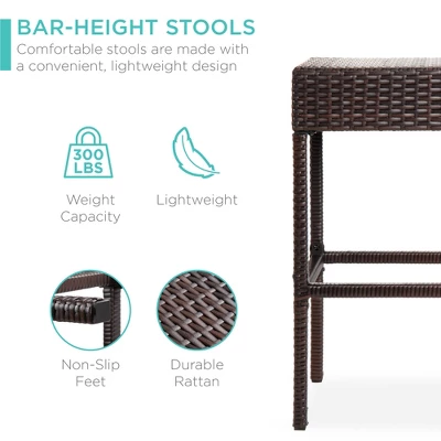 Best Choice Products 5-Piece Patio Wicker Bar Set W/ Built-In Bottle Opener, Hidden Storage Shelf, 4 Stools 1 Best Choice Products 5-Piece Patio Wicker Bar Set W/ Built-In Bottle Opener, Hidden Storage Shelf, 4 Stools