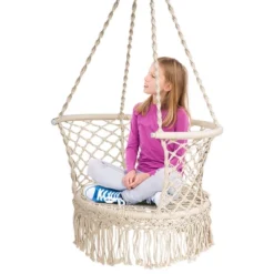 Costway Hanging Hammock Chair Macrame Swing Hand Woven Cotton Backrest -Outdoor Garden Store GUEST d77dbeaa cebc 43b0 865b 00fbb5eb88ce