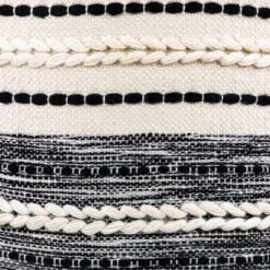 Northlight 18" Striped Cream And Black Outdoor Woven Pouf Ottoman -Outdoor Garden Store GUEST d7d4b242 24ca 449d 9a8d d02950def55c