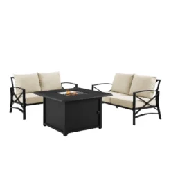 Kaplan 3pc Outdoor Conversation Set With Fire Table & 2 Loveseats - Oatmeal - Crosley 20 Kaplan 3pc Outdoor Conversation Set With Fire Table & 2 Loveseats - Oatmeal - Crosley -Outdoor Garden Store GUEST d7e27367 a87c 40d7 af50 a80597fbee9d