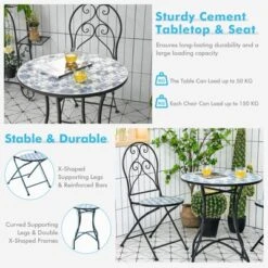 Tangkula 28.5" Patio Mosaic Round Bistro Metal Table With Heavy-Duty Steel Frame&Ceramic Tile Tabletop For Outdoor Garden Deck Backyard -Outdoor Garden Store GUEST d874277c 06c3 4c8a 9fcf 813aea508f63