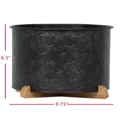 Black Galvanized Metal Planter With Wood Base - Foreside Home & Garden -Outdoor Garden Store GUEST d88a1c69 0380 4975 9708 35a21e2d2602