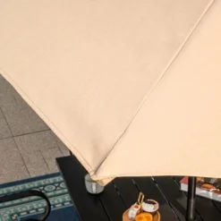 8pc Outdoor Dining Set With Metal Slat Top Table With Umbrella Hole & Swivel Chairs - Gray/Beige - Captiva Designs -Outdoor Garden Store GUEST d8a33ea7 8797 477b 9298 4b44e452876c