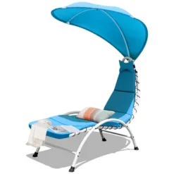 Costway Chaise Lounge Chair With Canopy Hammock Chair With Canopy OrangeBeigeTurquoise -Outdoor Garden Store GUEST d8bc7fa0 ea32 4616 988b 92891190807b