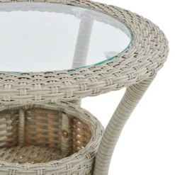 All-Weather Wicker Haven Outdoor Accent Table With Storage Beige - Alaterre Furniture -Outdoor Garden Store GUEST d90d84ab 84ab 419b 9de5 83c49fa766d7