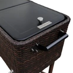 80qt Portable Rolling Patio Cooler Dark Wicker - Permasteel -Outdoor Garden Store GUEST db1832b2 7ada 4276 ab75 d4c057b41680