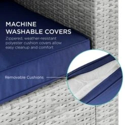 Best Choice Products 2-Person Outdoor Patio Loveseat Wicker Sofa Couch Furniture Set W/ 2 Accent Pillows - Gray/Navy -Outdoor Garden Store GUEST dd3b8b00 9ebe 4f02 b3cf 406ca31220a5