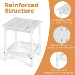 Costway 3PCS Patio Adirondack Chair Side Table Set Solid Wood Garden Deck White -Outdoor Garden Store GUEST de1c3d25 bb20 493e aac7 0143ebfbb094