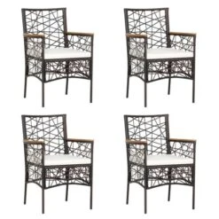 Tangkula Patio PE Rattan Dining Chairs Set Of 2/4 Patio PE Wicker Armchairs With Removable Cushions And Acacia Wood Armrests -Outdoor Garden Store GUEST de4702e2 f975 41ed b9df 4c0c8adce99e
