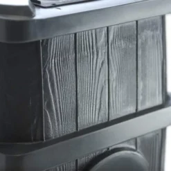 FCMP Outdoor WG4000-GRY Wood Grain Rain Barrel With Flat Back For Environmentally Friendly Watering Of Outdoor Plants, Gardens, And Landscapes, Gray -Outdoor Garden Store GUEST dee56c60 6dae 4cbc af7e e49334c87a31