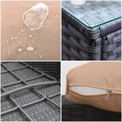 Captiva Designs 7pc Steel & Wicker Outdoor Square Fire Pit Furniture Set With Cushions -Outdoor Garden Store GUEST deee0a75 ab87 4ea3 93cc 35dcb58b28fd