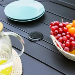 7pc Outdoor Dining Set With Sling Chairs & Large Rectangle Table With Umbrella Hole - Captiva Designs -Outdoor Garden Store GUEST df003cb1 5031 48dd b40d 8edf1aa8078c