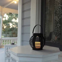 Solar Outdoor Lantern With Shepherd Hook Stake Brown - Alpine Corporation
