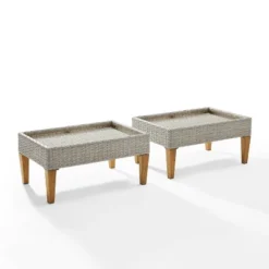 Capella 2pk Outdoor Wicker Ottomans - Gray - Crosley -Outdoor Garden Store GUEST df18fc32 c3bb 4a15 9eca 724a9a42305f