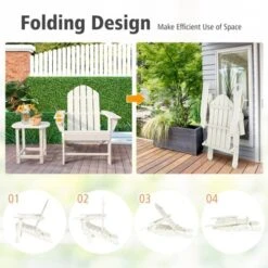 Tangkula Patio 3PCS Adirondack Chair Side Table Set Outdoor Chair Set With End Table Weather Resistant Cup Holder For Backyard Garden White -Outdoor Garden Store GUEST df2c9de2 6523 49e0 b002 a68c35c1ae45