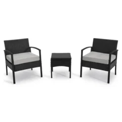 EDYO LIVING 3pc Wicker Outdoor Patio Conversation Furniture Set -Outdoor Garden Store GUEST df554adf 9758 46ef be23 38abd767ecab