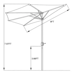 Nature Spring Half-Patio Umbrella – 9', Brown -Outdoor Garden Store GUEST dfb26bc6 beb7 4fb5 9656 eef35d26c81b