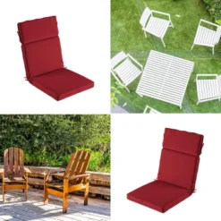 High-Back Patio Chair Cushion For Outdoor Furniture, Adirondack, Rocking Or Dining Chairs Red Mildew & UV Resistant Fabric With Piping & Ties By LHC -Outdoor Garden Store GUEST dfecbb3d 4089 4aaf bccc a5d19f61532b
