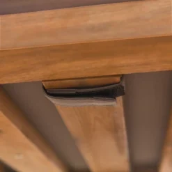 Galia 2pc Square Leg Acacia Wood Chair And Ottoman With Cushions - Brown - Saracina Home -Outdoor Garden Store GUEST e0498508 3588 42e3 a60d dcaac42702f2