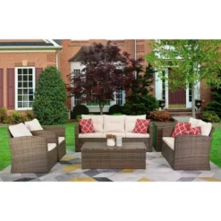 6pc Wicker Outdoor Conversation Set - EDYO LIVING
