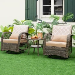 Costway Patio 3PCS Wicker Swivel Rocker Set 2 Rocking Chairs 360 Degrees With Coffee Table 11 Costway Patio 3PCS Wicker Swivel Rocker Set 2 Rocking Chairs 360 Degrees With Coffee Table -Outdoor Garden Store GUEST e1fd6b92 d96a 4ade 8813 1221a7be0896