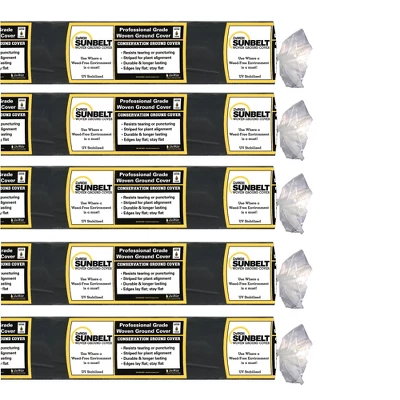 DeWitt Sunbelt 3' Wide Weed Barrier Landscape Fabric Ground Cover, 300' (5 Pack) 1 DeWitt Sunbelt 3' Wide Weed Barrier Landscape Fabric Ground Cover, 300' (5 Pack)