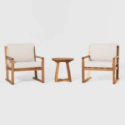 Saracina Home 3pc Modern Slat-Back Acacia Outdoor Conversation Set With Cushions 11 Saracina Home 3pc Modern Slat-Back Acacia Outdoor Conversation Set With Cushions -Outdoor Garden Store GUEST e228f191 c7e4 49f0 8884 eecb92073a20