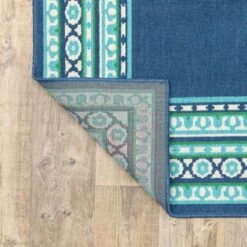 Marlowe Border Patio Rug Navy/Green