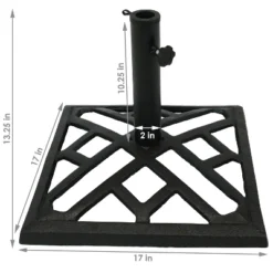 Sunnydaze Decor Sunnydaze Outdoor Heavy-Duty Cast Iron Decorative Modern Geometric Design Patio Yard Square Umbrella Base Stand - 17" - Black -Outdoor Garden Store GUEST e2ab6431 7221 436c b9c1 16766323a452