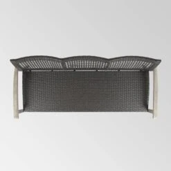 Hampton Wood & Wicker Sofa - Light Gray/Black - Christopher Knight Home -Outdoor Garden Store GUEST e2e1e6f3 e3f8 4e09 b593 1c2693544caf