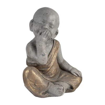 12" Polyresin No Speak Baby Monk Figurine Gray/Gold - Sagebrook Home 1 12" Polyresin No Speak Baby Monk Figurine Gray/Gold - Sagebrook Home