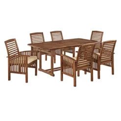 7pc Acacia Wood Patio Dining Set With Cushions - Saracina Home -Outdoor Garden Store GUEST e337eac1 6660 4fee 8206 29a97ef71e04