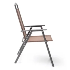 5pc Outdoor Steel Dining Set With Folding Chairs & Square Glass Table Top Brown - Crestlive Products -Outdoor Garden Store GUEST e3cc230d 3f27 4187 a07d 2e161bfc91f0