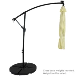 Sunnydaze Decor Sunnydaze Outdoor Steel Cantilever Offset Patio Umbrella With Solar LED Lights, Air Vent, Crank, And Base - 9' -Outdoor Garden Store GUEST e3e01083 d94f 4ed8 83fc 887313b1bc4a