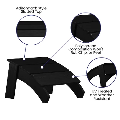 Flash Furniture Sawyer Modern All-Weather Poly Resin Wood Adirondack Ottoman Foot Rest 2 Flash Furniture Sawyer Modern All-Weather Poly Resin Wood Adirondack Ottoman Foot Rest - Image 2