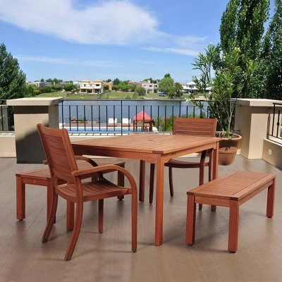 Richfield 5pc Patio Eucalyptus Wood Dining Set - International Home Miami 4 Richfield 5pc Patio Eucalyptus Wood Dining Set - International Home Miami - Image 4