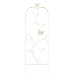 Garden Trellis-For Climbing Plants- 46-Inch White Decorative Leafy Vine & Butterfly Metal Panel-For Roses, Vegetable Plants & Flowers By Pure Garden -Outdoor Garden Store GUEST e5ad1fd6 0993 494d b7f2 3600f6ce26f9